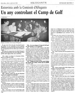 Comissió d'Al·legants al Camp de Golf